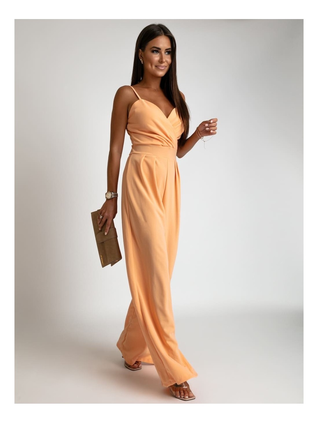 Peach strappy jumpsuit with wide legs AZR5673